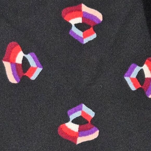 Gianni Bini Black Chiffon Button Down Long Sleeve Tunic Geometric Pattern Blouse - Picture 11 of 11